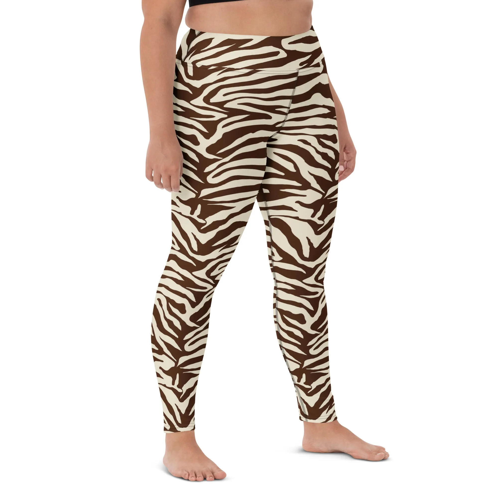 Zebra Pinted High waisted Leggings with contrast stitching