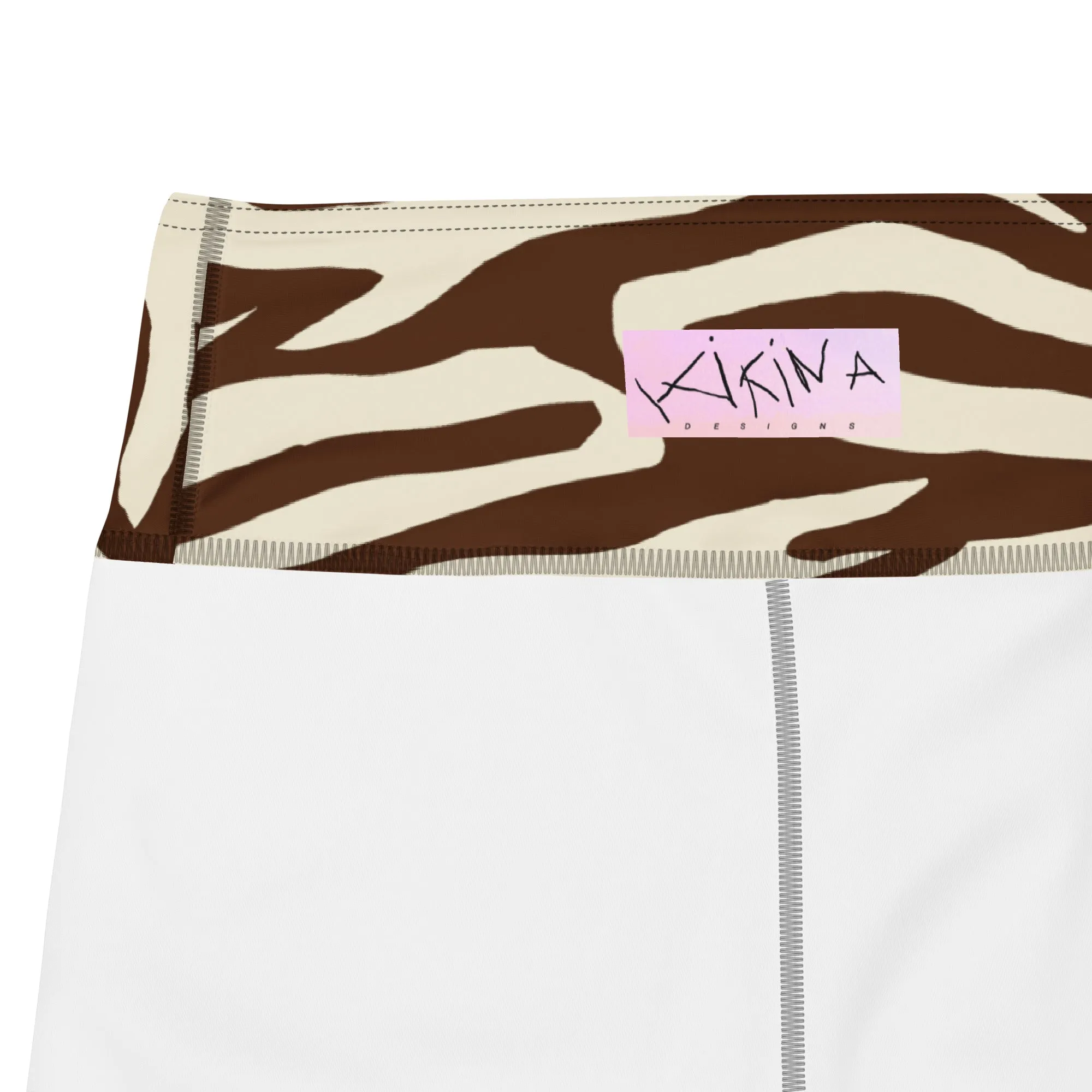 Zebra Pinted High waisted Leggings with contrast stitching