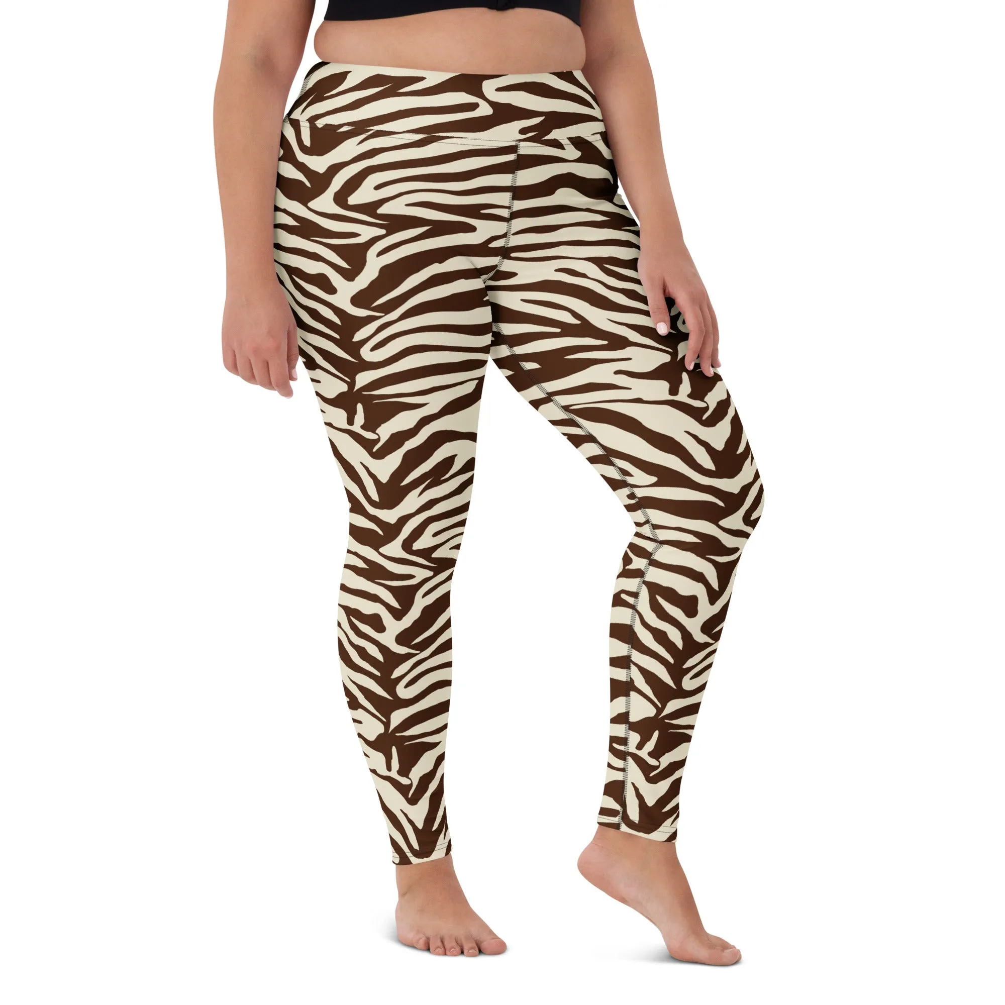 Zebra Pinted High waisted Leggings with contrast stitching