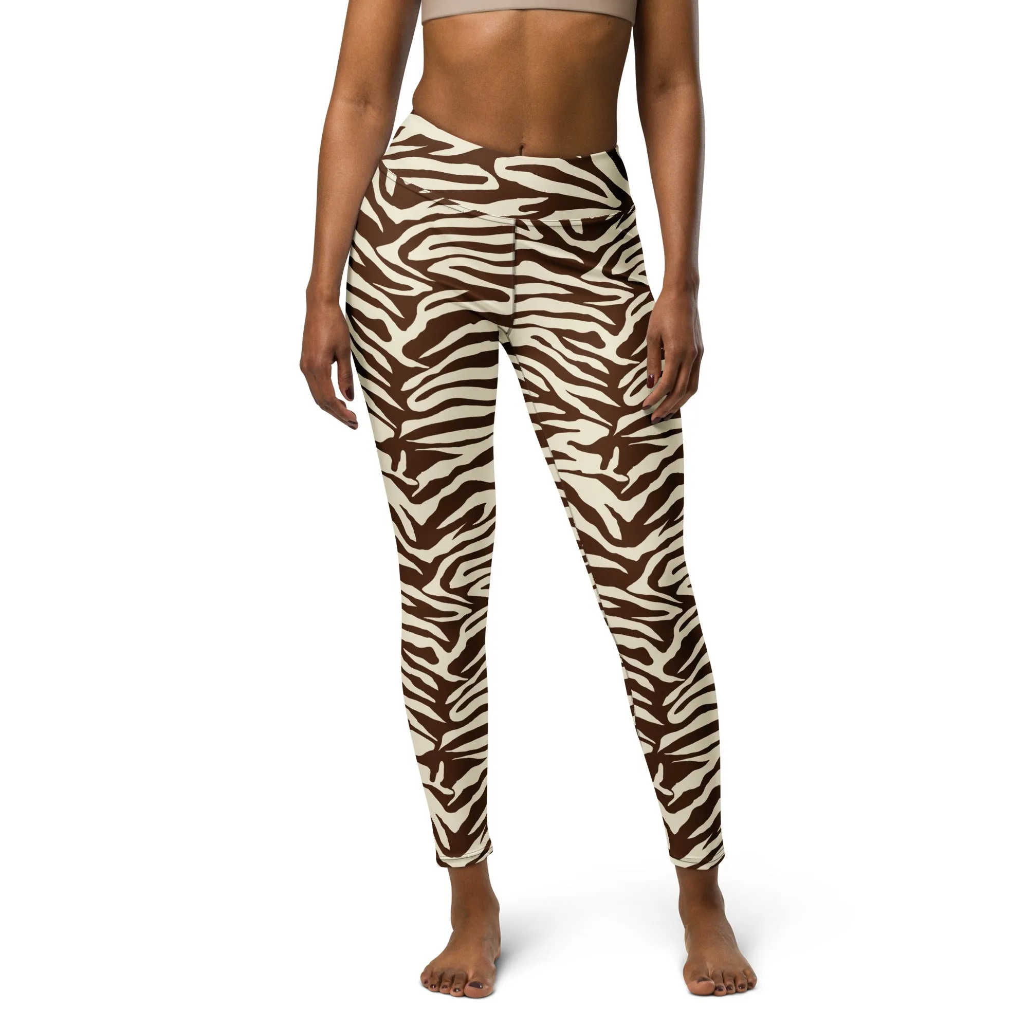 Zebra Pinted High waisted Leggings with contrast stitching