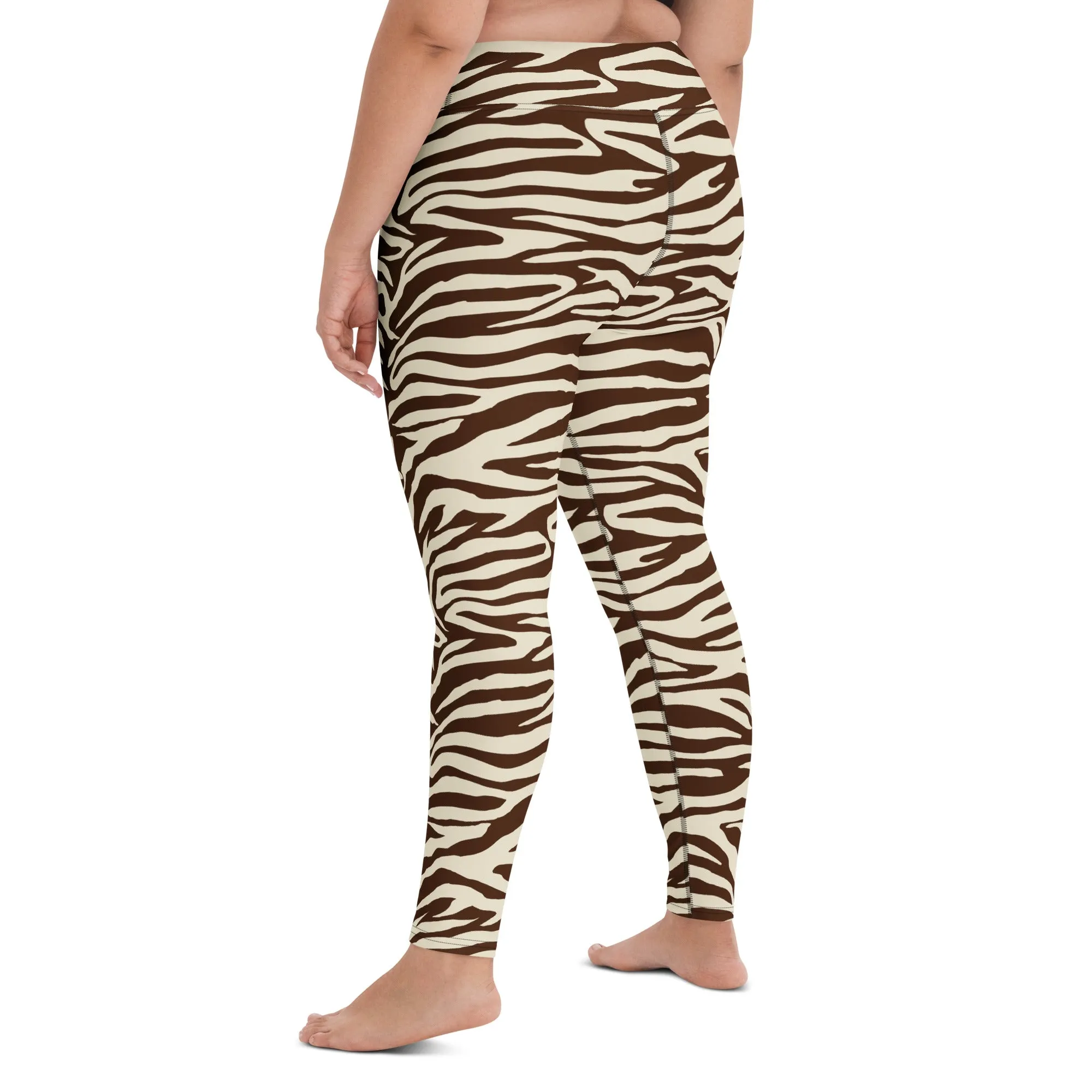 Zebra Pinted High waisted Leggings with contrast stitching