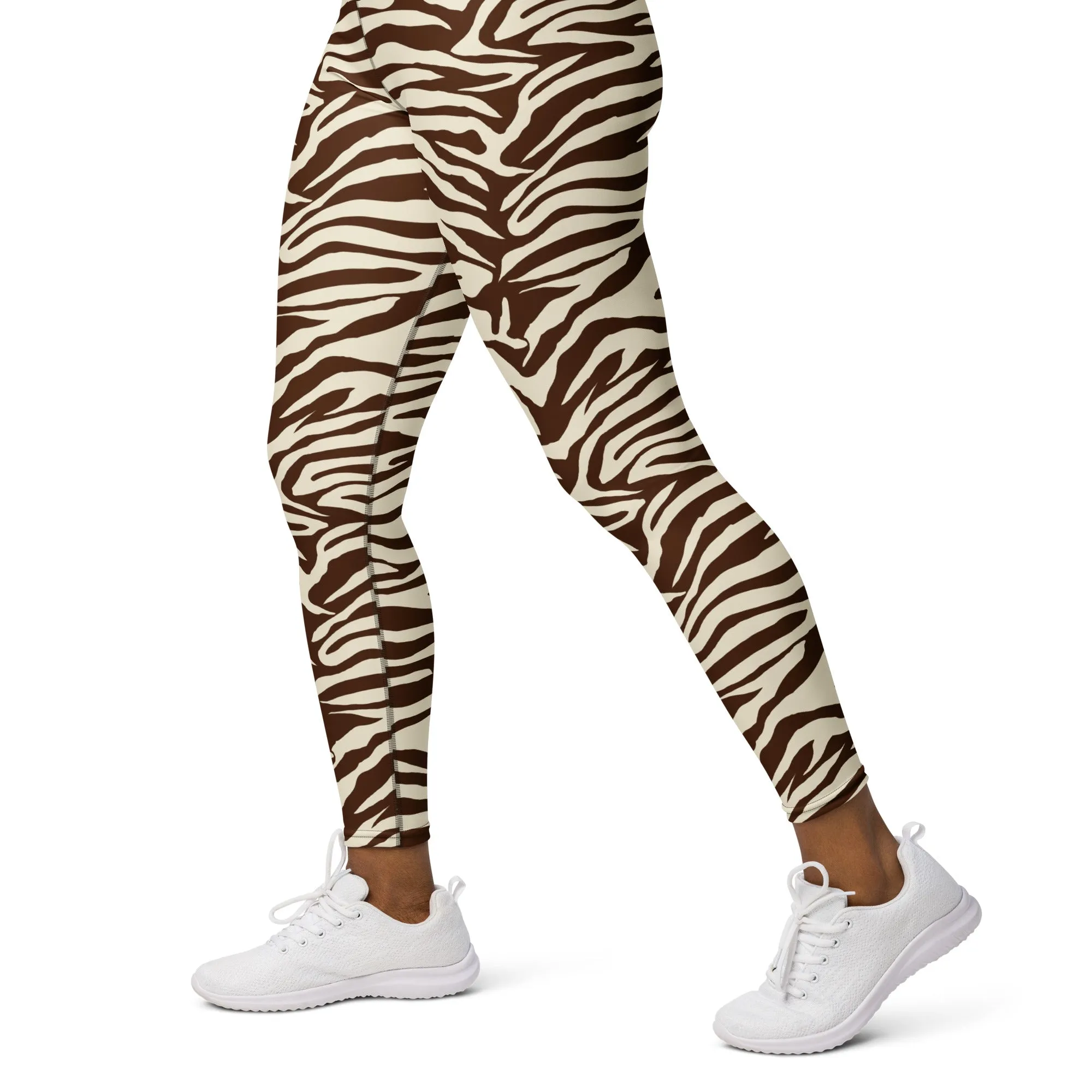 Zebra Pinted High waisted Leggings with contrast stitching