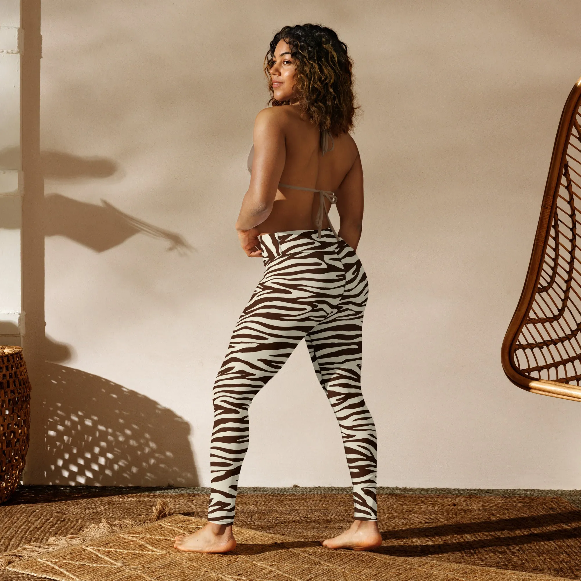 Zebra Pinted High waisted Leggings with contrast stitching
