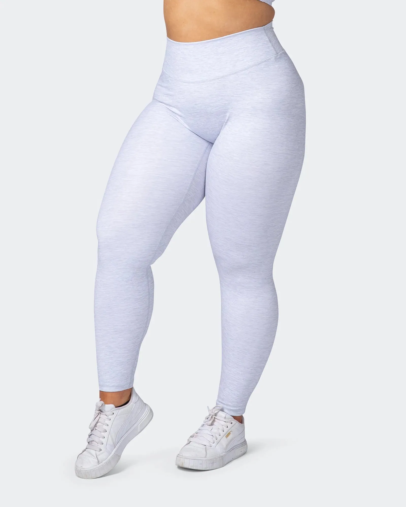 Zero Rise Everyday Ankle Length Leggings - White Grey Marl