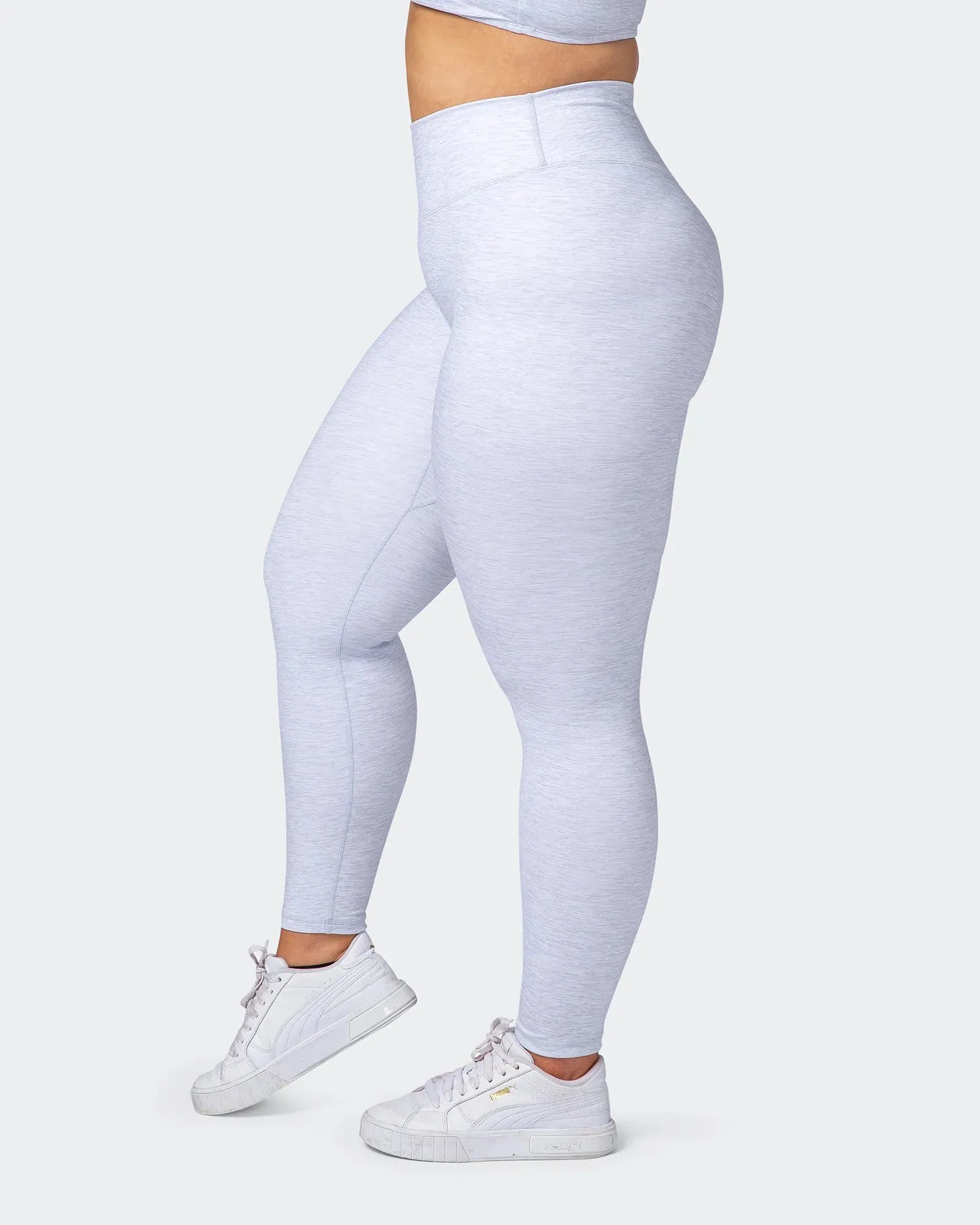 Zero Rise Everyday Ankle Length Leggings - White Grey Marl