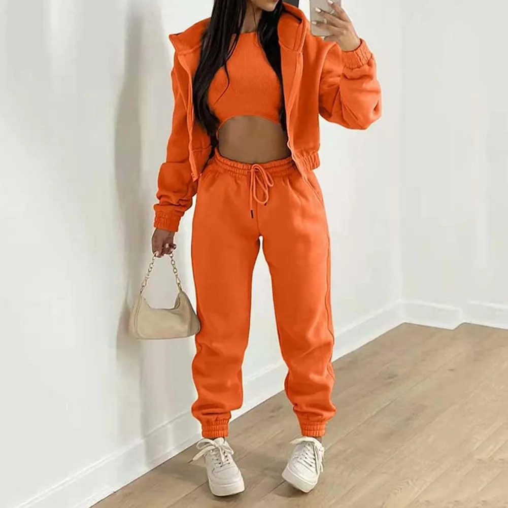 Zipper Sweatshirt and Sweatpants Set
