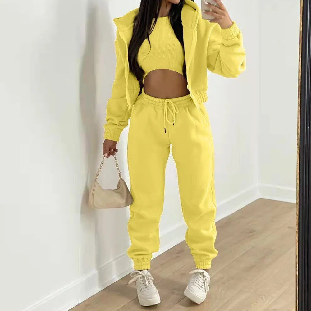 Zipper Sweatshirt and Sweatpants Set